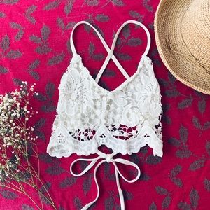 White Strappy Lace Bralette Top